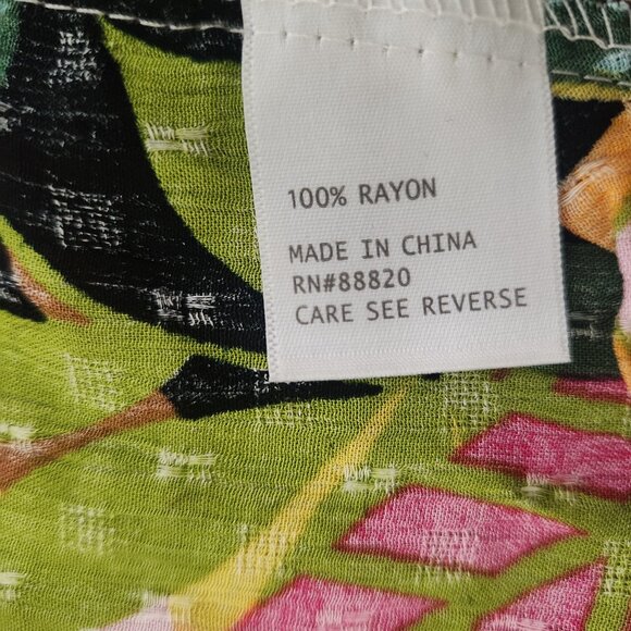 Rachel Roy Size S Colorful Floral Tropical Print Tie Hem Long Sleeve Top Blouse - Picture 9 of 10